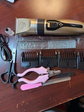 Cordless Pet Grooming Hair Clipper Kit - Gold with accessories